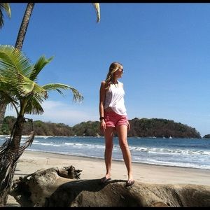 Reddish Orange Express linen shorts